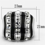 TK1213 - High polished (no plating) Stainless Steel Ring with Top Grade Crystal in Clear - Alamode - Flyclothing LLC