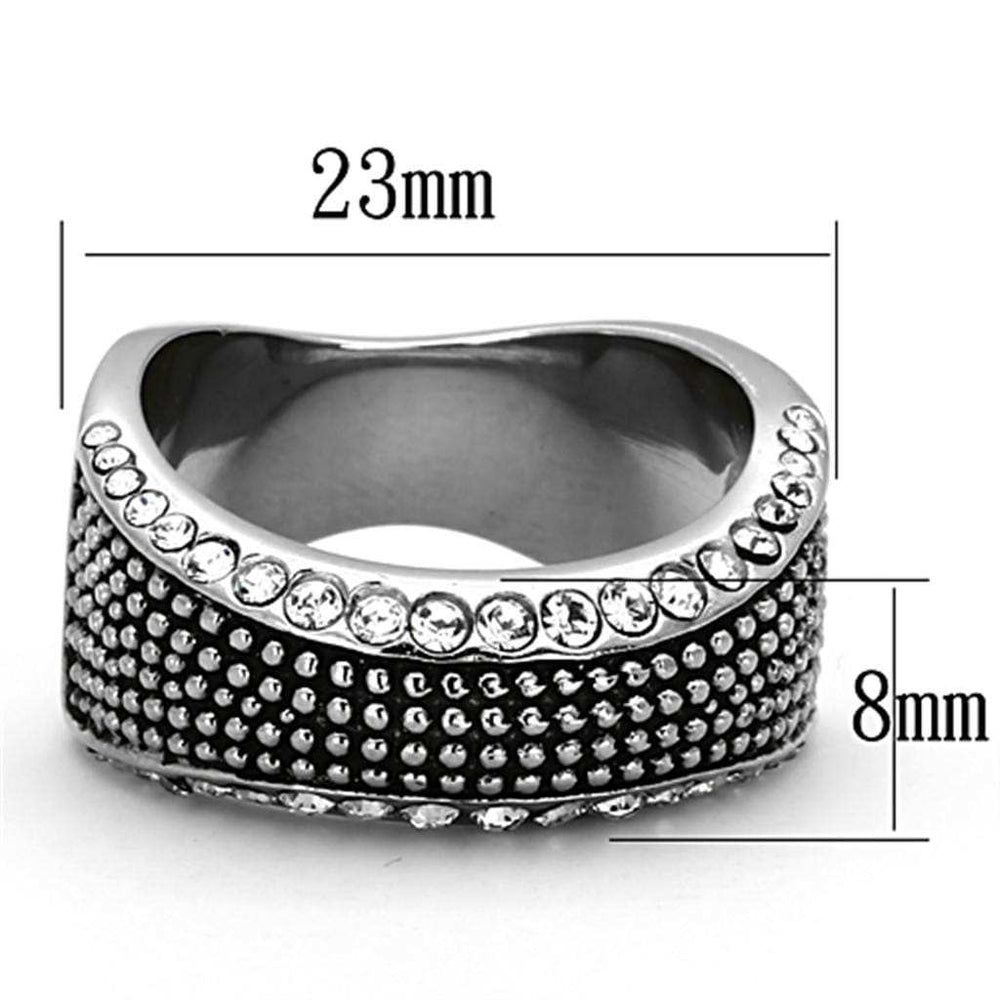 TK1216 - High polished (no plating) Stainless Steel Ring with Top Grade Crystal in Clear - Alamode - Flyclothing LLC