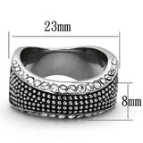 TK1216 - High polished (no plating) Stainless Steel Ring with Top Grade Crystal in Clear - Alamode - Flyclothing LLC