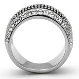 TK1216 - High polished (no plating) Stainless Steel Ring with Top Grade Crystal in Clear - Alamode - Flyclothing LLC