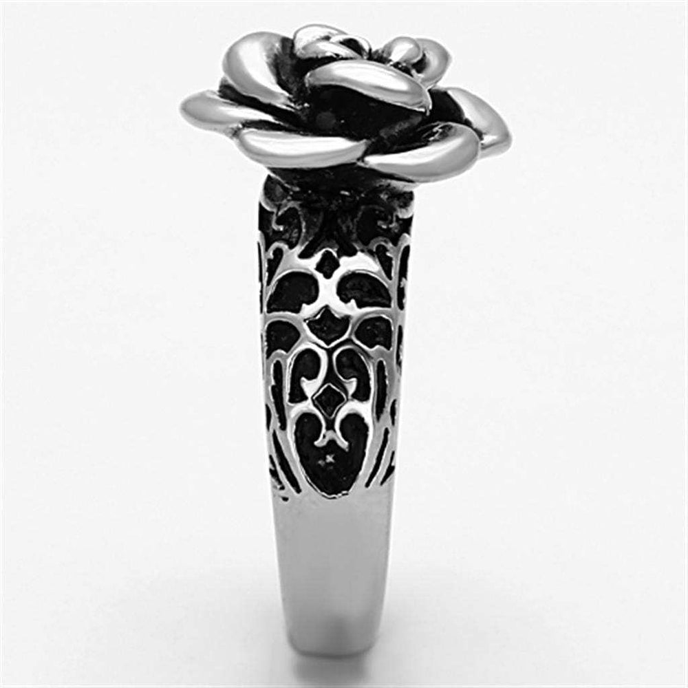 TK1217 - High polished (no plating) Stainless Steel Ring with Epoxy in Jet - Alamode - Flyclothing LLC