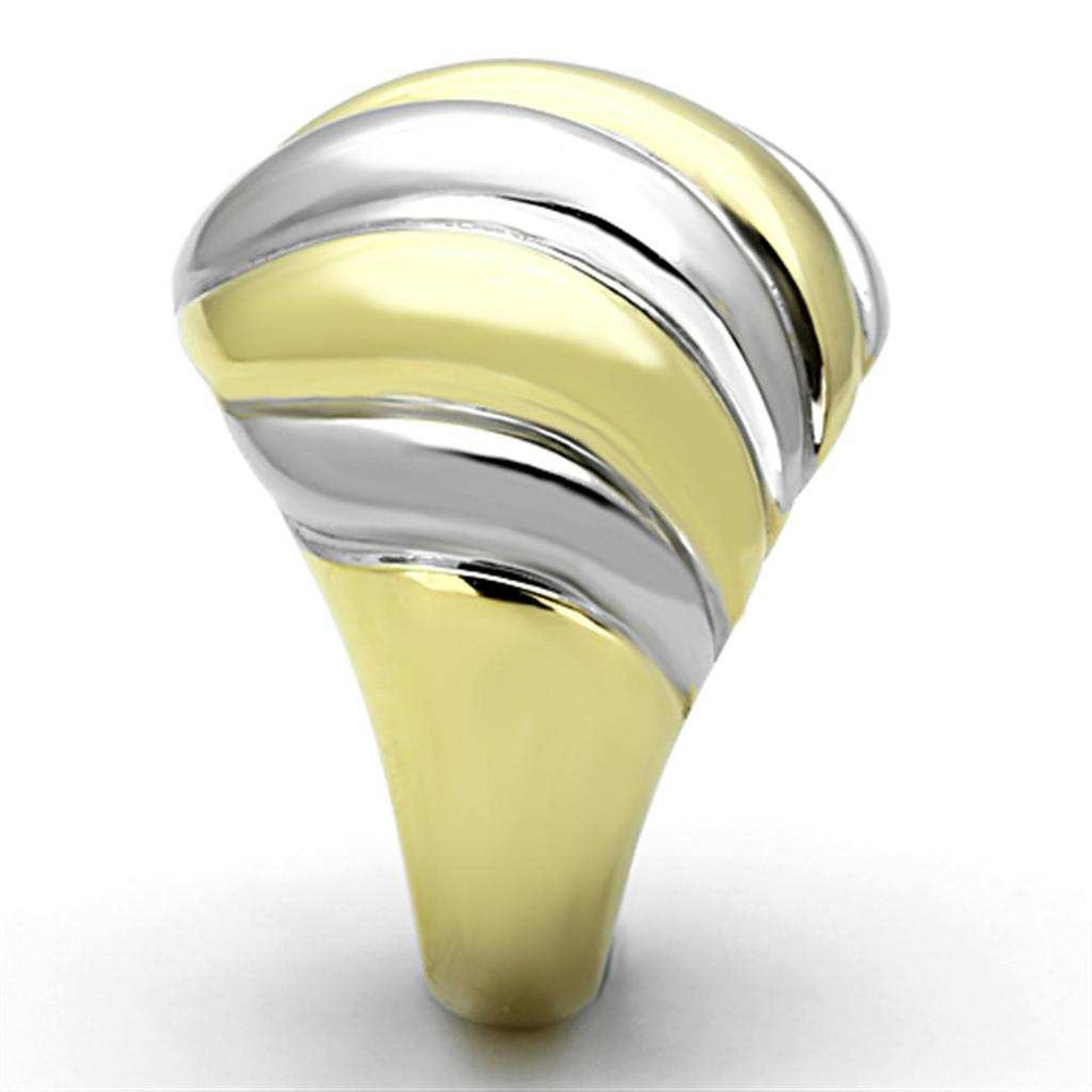 TK1219 - Two-Tone IP Gold (Ion Plating) Stainless Steel Ring with No Stone - Alamode - Flyclothing LLC