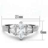 TK1220 - High polished (no plating) Stainless Steel Ring with AAA Grade CZ in Clear - Alamode - Flyclothing LLC