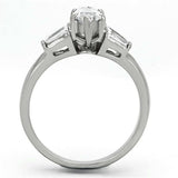 TK1220 - High polished (no plating) Stainless Steel Ring with AAA Grade CZ in Clear - Alamode - Flyclothing LLC