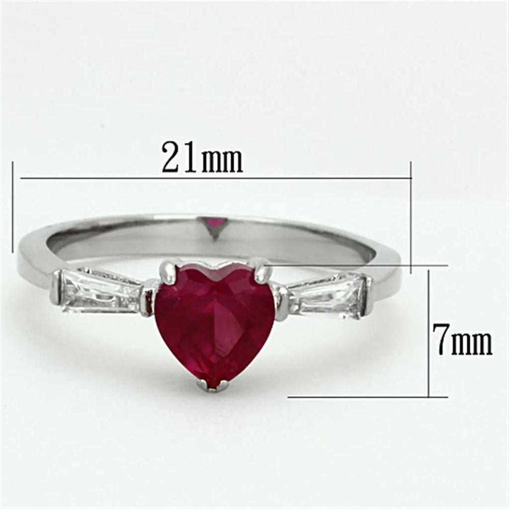 TK1221 - High polished (no plating) Stainless Steel Ring with AAA Grade CZ in Ruby - Alamode - Flyclothing LLC