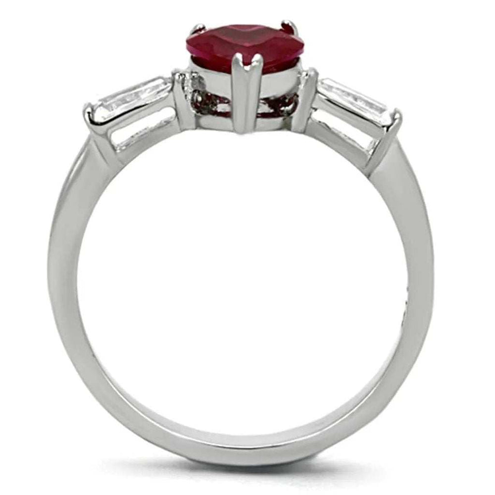 TK1221 - High polished (no plating) Stainless Steel Ring with AAA Grade CZ in Ruby - Alamode - Flyclothing LLC