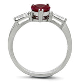 TK1221 - High polished (no plating) Stainless Steel Ring with AAA Grade CZ in Ruby - Alamode - Flyclothing LLC