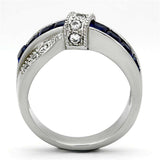 TK1222 - High polished (no plating) Stainless Steel Ring with Synthetic Synthetic Glass in Montana - Alamode - Flyclothing LLC