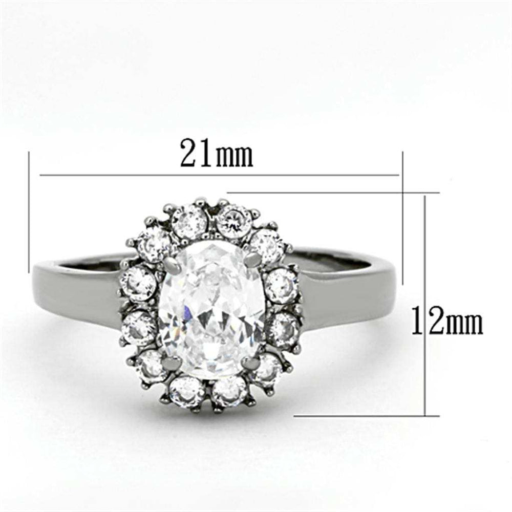 TK1223 - High polished (no plating) Stainless Steel Ring with AAA Grade CZ in Clear - Alamode - Flyclothing LLC