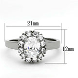 TK1223 - High polished (no plating) Stainless Steel Ring with AAA Grade CZ in Clear - Alamode - Flyclothing LLC