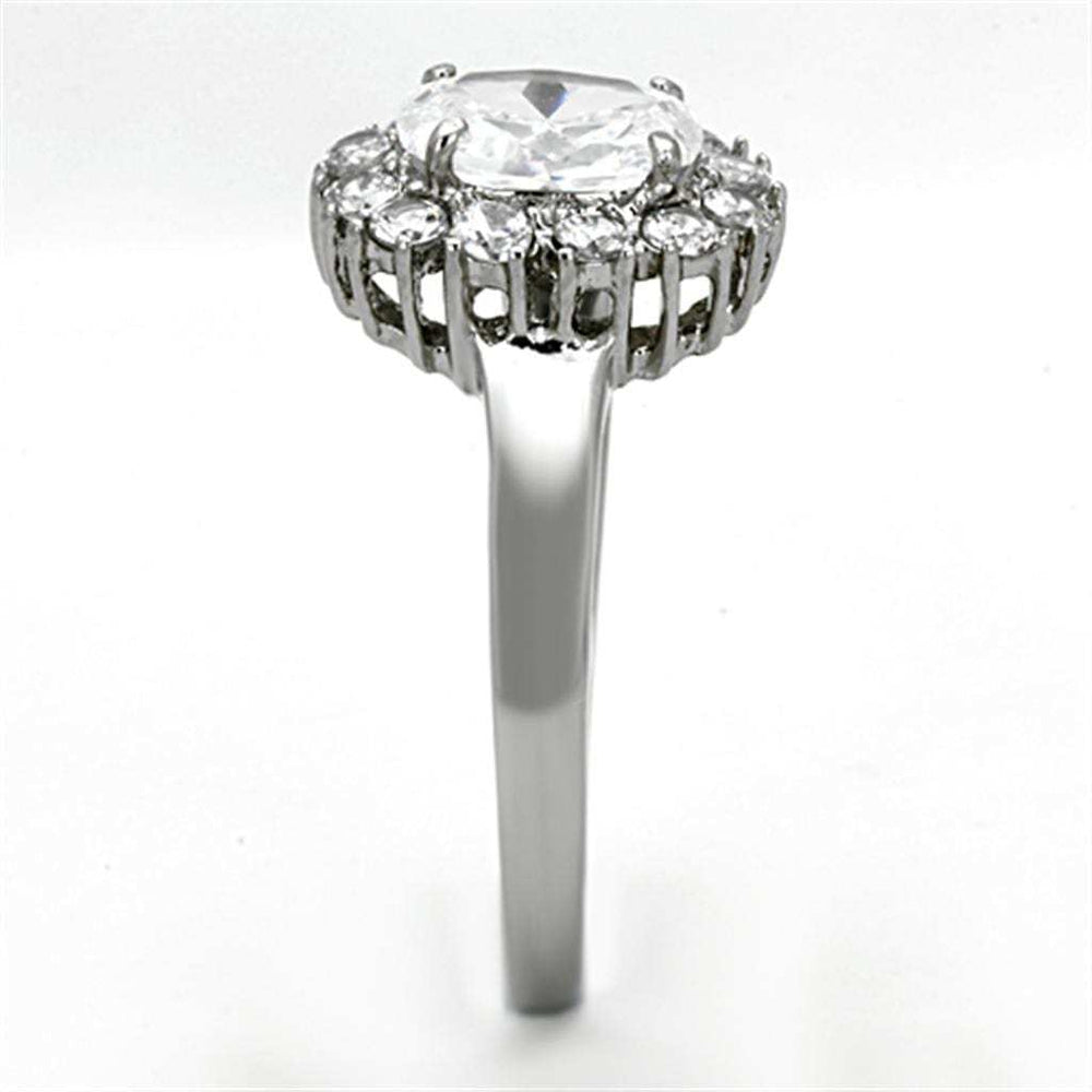 TK1223 - High polished (no plating) Stainless Steel Ring with AAA Grade CZ in Clear - Alamode - Flyclothing LLC