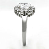 TK1223 - High polished (no plating) Stainless Steel Ring with AAA Grade CZ in Clear - Alamode - Flyclothing LLC