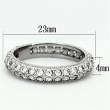 TK1225 - High polished (no plating) Stainless Steel Ring with AAA Grade CZ in Clear - Alamode - Flyclothing LLC
