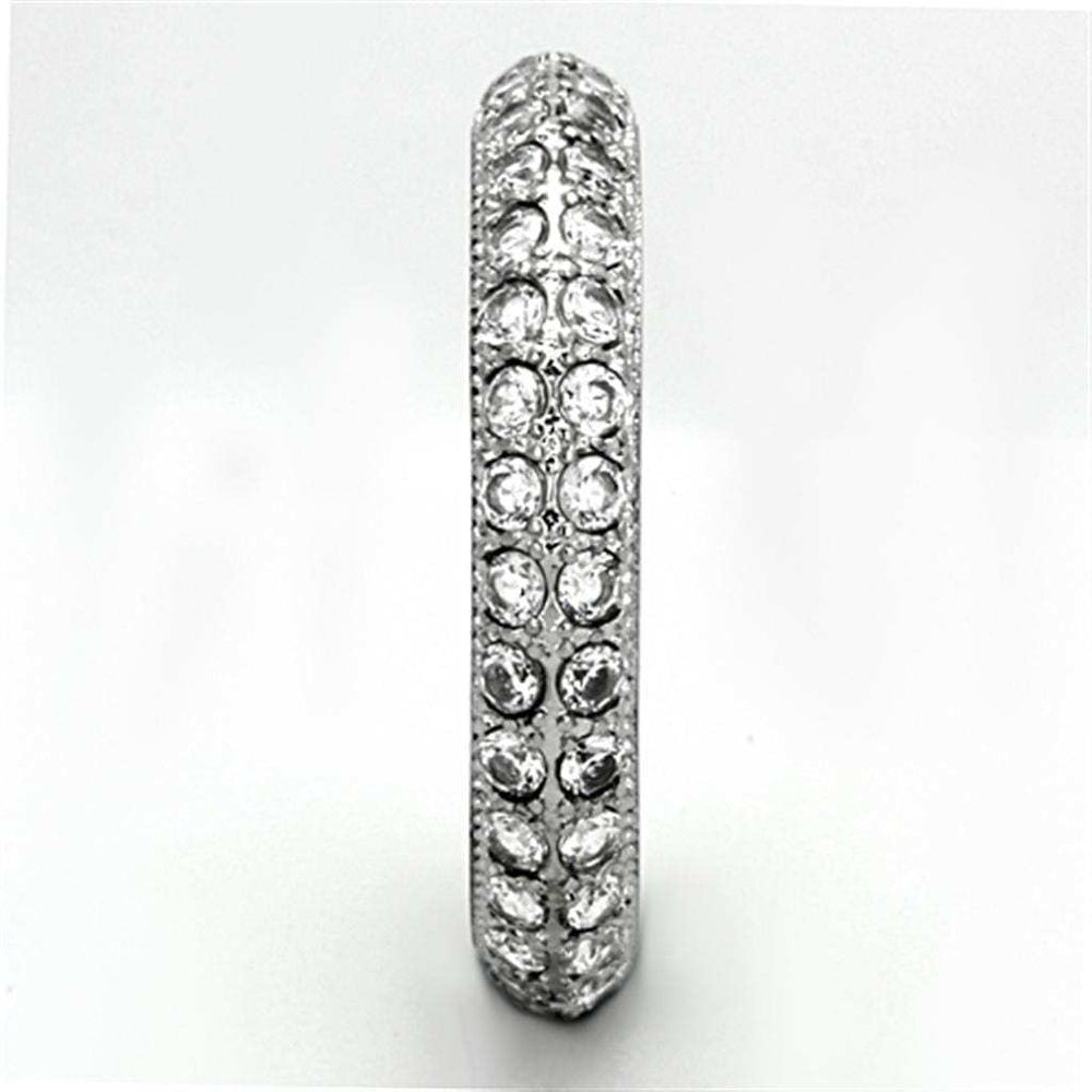 TK1225 - High polished (no plating) Stainless Steel Ring with AAA Grade CZ in Clear - Alamode - Flyclothing LLC