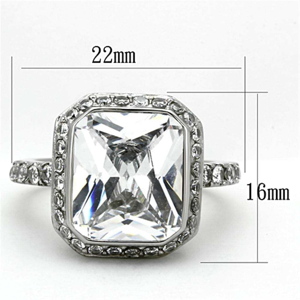 TK1226 - High polished (no plating) Stainless Steel Ring with AAA Grade CZ in Clear - Alamode - Flyclothing LLC