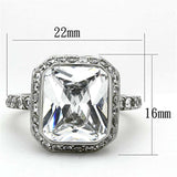 TK1226 - High polished (no plating) Stainless Steel Ring with AAA Grade CZ in Clear - Alamode - Flyclothing LLC