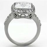 TK1226 - High polished (no plating) Stainless Steel Ring with AAA Grade CZ in Clear - Alamode - Flyclothing LLC