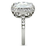 TK1226 - High polished (no plating) Stainless Steel Ring with AAA Grade CZ in Clear - Alamode - Flyclothing LLC