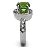 TK1227 - High polished (no plating) Stainless Steel Ring with Synthetic Synthetic Glass in Peridot - Alamode - Flyclothing LLC