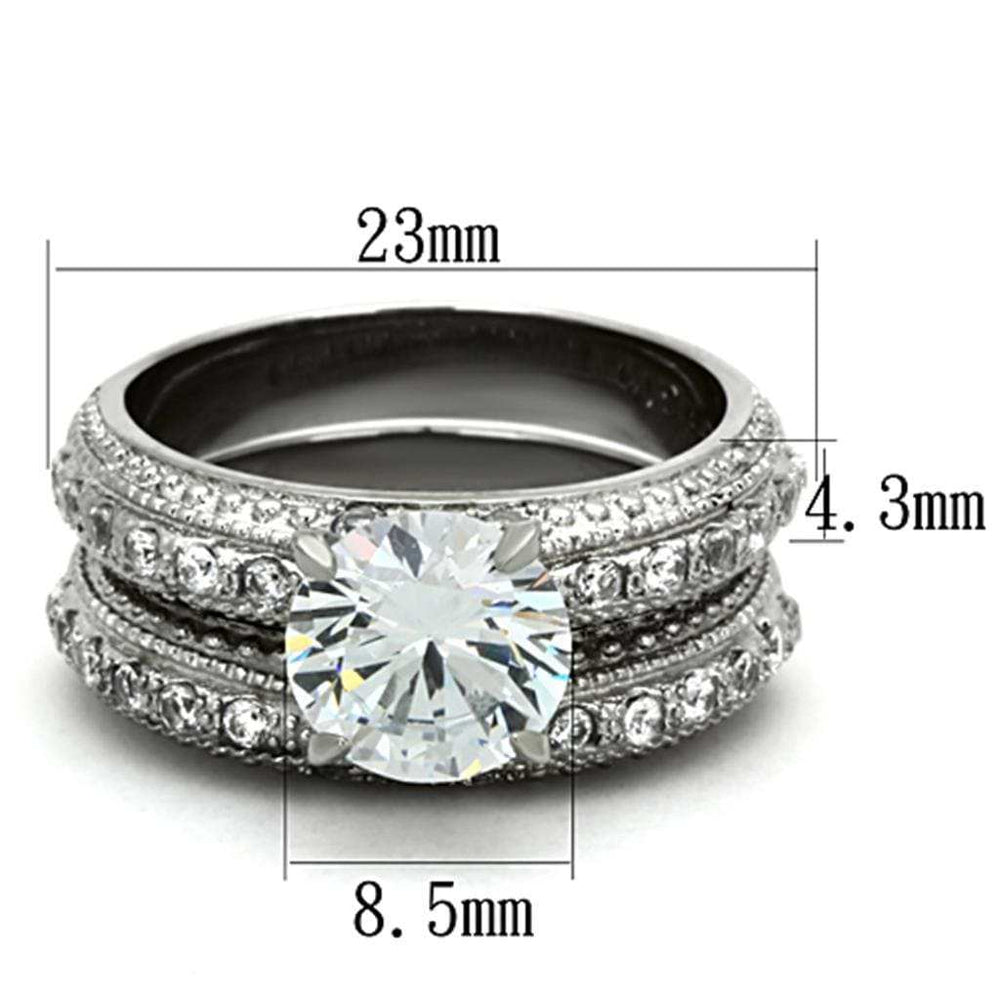 TK1228 - High polished (no plating) Stainless Steel Ring with AAA Grade CZ in Clear - Alamode - Flyclothing LLC