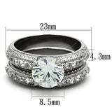TK1228 - High polished (no plating) Stainless Steel Ring with AAA Grade CZ in Clear - Alamode - Flyclothing LLC