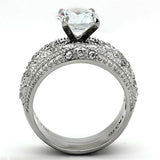 TK1228 - High polished (no plating) Stainless Steel Ring with AAA Grade CZ in Clear - Alamode - Flyclothing LLC