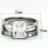 TK1229 - High polished (no plating) Stainless Steel Ring with AAA Grade CZ in Clear - Alamode - Flyclothing LLC