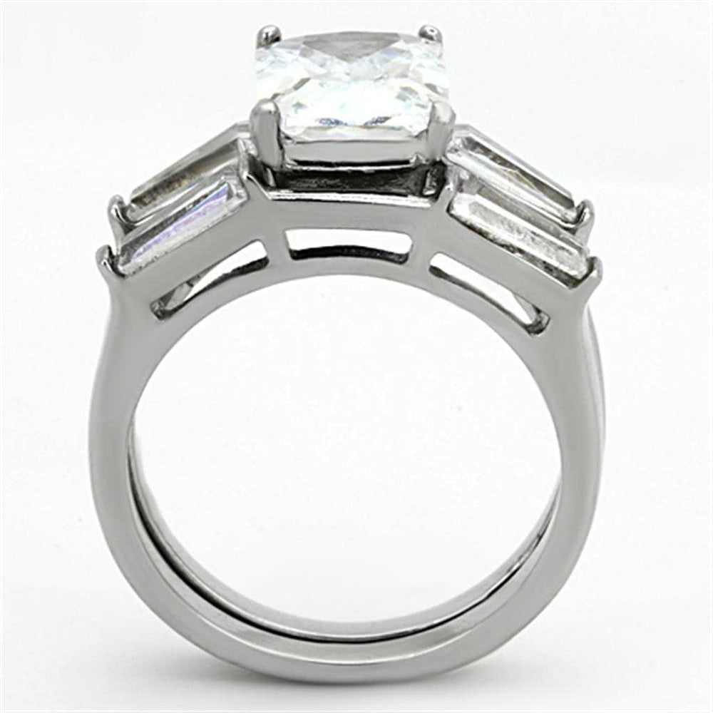 TK1229 - High polished (no plating) Stainless Steel Ring with AAA Grade CZ in Clear - Alamode - Flyclothing LLC