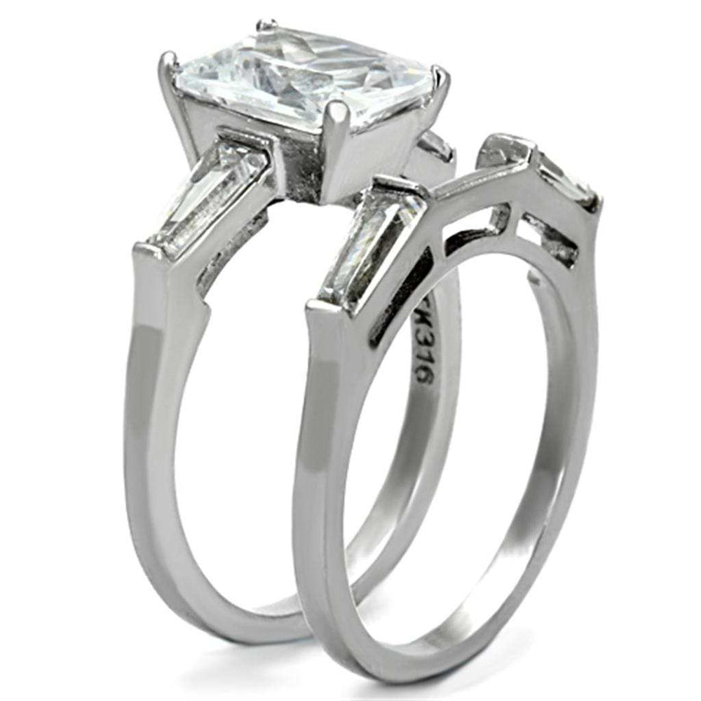 TK1229 - High polished (no plating) Stainless Steel Ring with AAA Grade CZ in Clear - Alamode - Flyclothing LLC