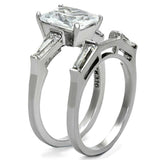 TK1229 - High polished (no plating) Stainless Steel Ring with AAA Grade CZ in Clear - Alamode - Flyclothing LLC