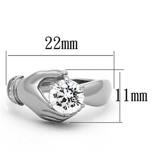 TK1230 - High polished (no plating) Stainless Steel Ring with AAA Grade CZ in Clear - Alamode - Flyclothing LLC