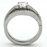TK1231 - High polished (no plating) Stainless Steel Ring with AAA Grade CZ in Clear - Alamode - Flyclothing LLC