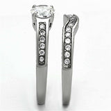 TK1231 - High polished (no plating) Stainless Steel Ring with AAA Grade CZ in Clear - Alamode - Flyclothing LLC