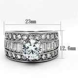TK1232 - High polished (no plating) Stainless Steel Ring with AAA Grade CZ in Clear - Alamode - Flyclothing LLC