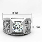TK1233 - High polished (no plating) Stainless Steel Ring with AAA Grade CZ in Clear - Alamode - Flyclothing LLC