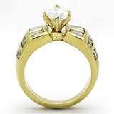 TK1235 - IP Gold(Ion Plating) Stainless Steel Ring with AAA Grade CZ in Clear - Alamode - Flyclothing LLC
