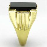 TK1236 - IP Gold(Ion Plating) Stainless Steel Ring with Synthetic Onyx in Jet - Alamode - Flyclothing LLC