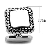 TK1246 - High polished (no plating) Stainless Steel Cufflink with Epoxy in Jet - Alamode - Flyclothing LLC