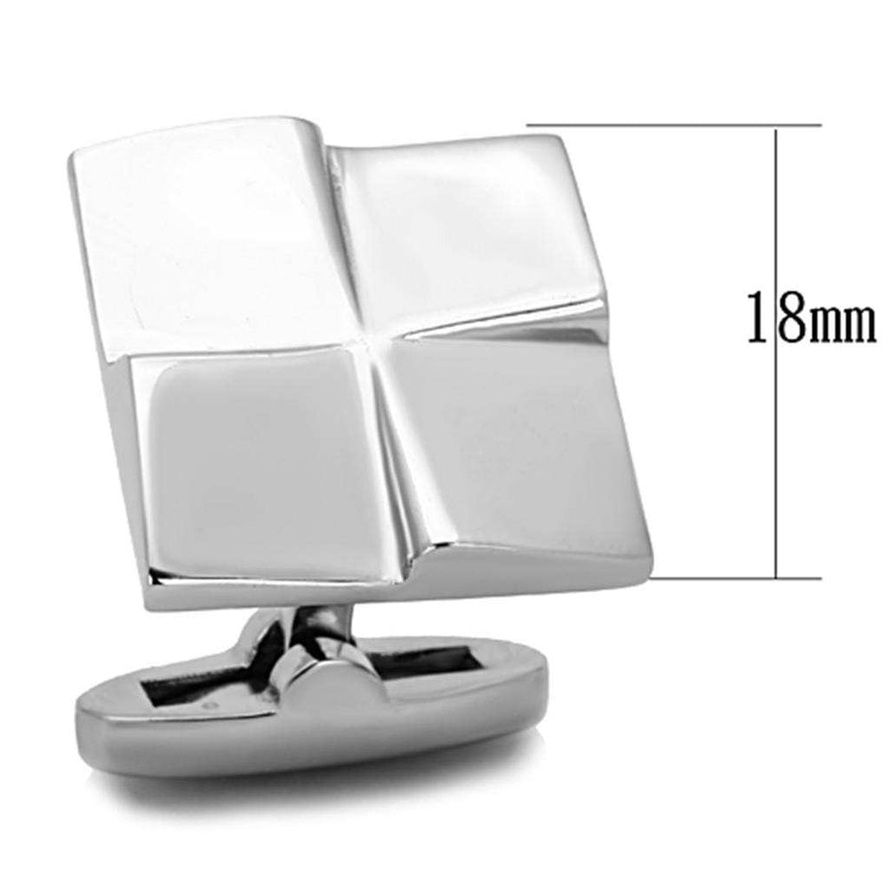 TK1250 - High polished (no plating) Stainless Steel Cufflink with No Stone - Alamode - Flyclothing LLC