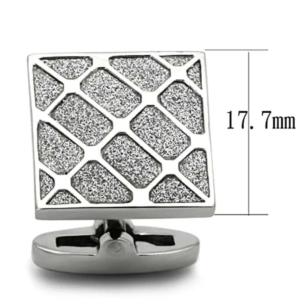 TK1252 - High polished (no plating) Stainless Steel Cufflink with No Stone - Alamode - Flyclothing LLC