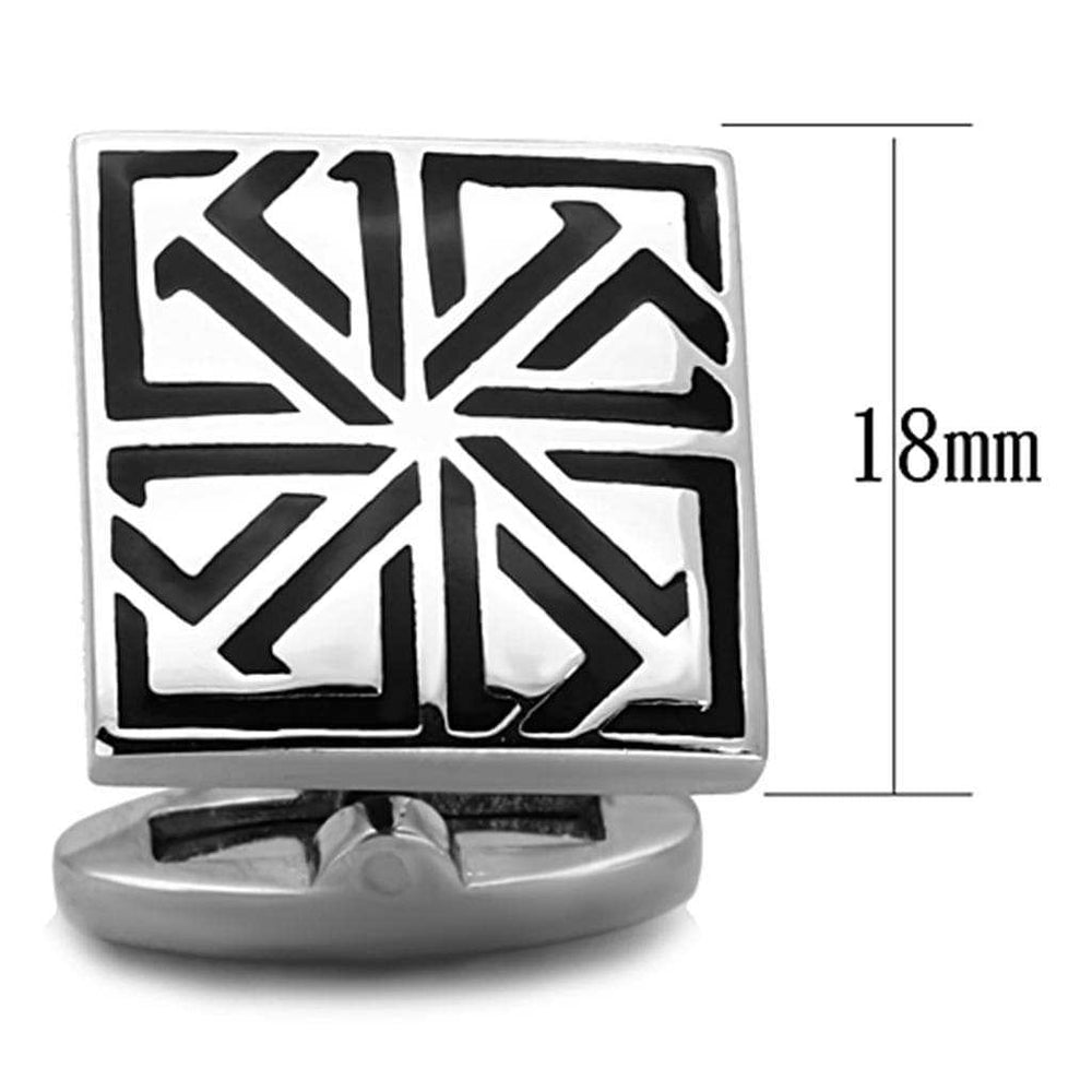 TK1253 - High polished (no plating) Stainless Steel Cufflink with Epoxy in Jet - Alamode - Flyclothing LLC