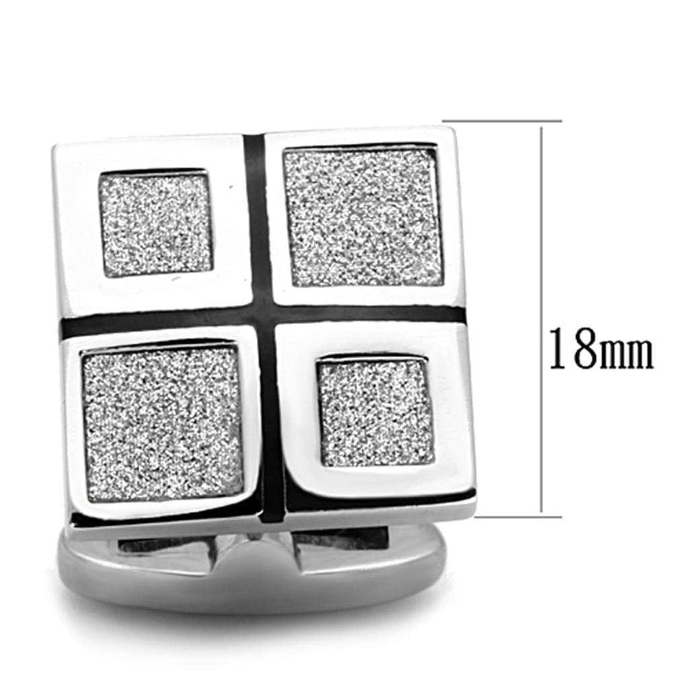 TK1255 - High polished (no plating) Stainless Steel Cufflink with Epoxy in Jet - Alamode - Flyclothing LLC