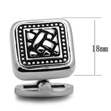 TK1256 - High polished (no plating) Stainless Steel Cufflink with Epoxy in Jet - Alamode - Flyclothing LLC