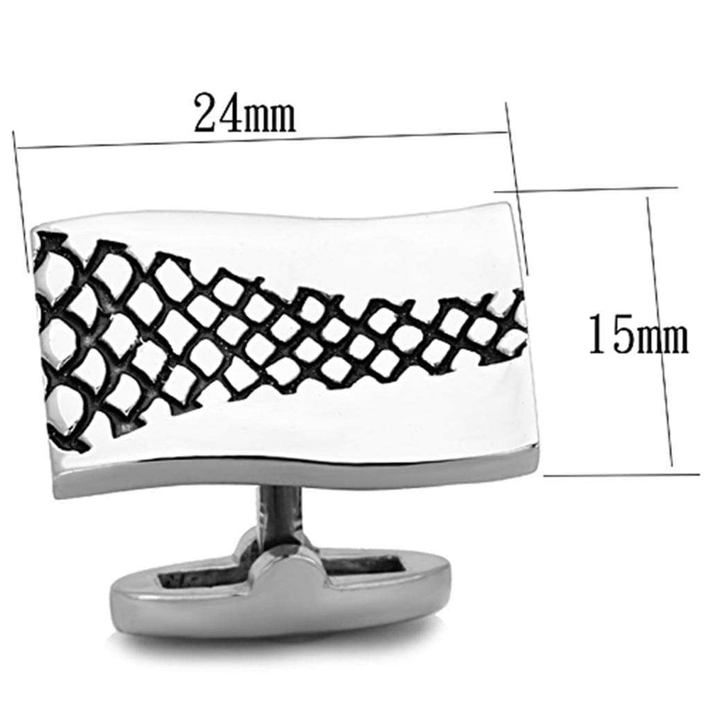 TK1260 - High polished (no plating) Stainless Steel Cufflink with Epoxy in Jet - Alamode - Flyclothing LLC