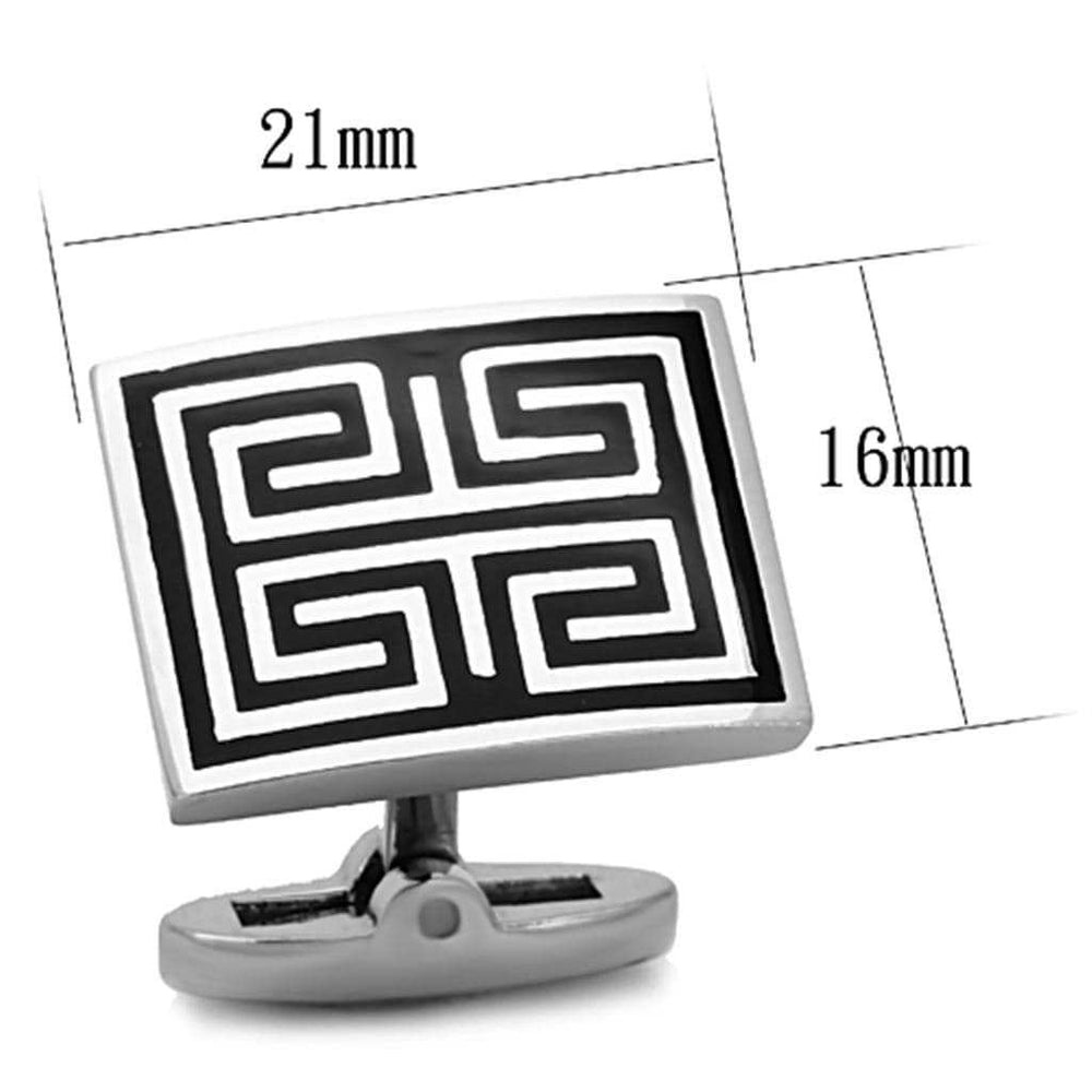 TK1265 - High polished (no plating) Stainless Steel Cufflink with Epoxy in Jet - Alamode - Flyclothing LLC