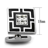 TK1267 - High polished (no plating) Stainless Steel Cufflink with Top Grade Crystal in Clear - Alamode - Flyclothing LLC