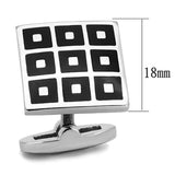 TK1268 - High polished (no plating) Stainless Steel Cufflink with Epoxy in Jet - Alamode - Flyclothing LLC