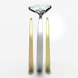 TK1276 - Three Tone IP(IP Gold & IP Rose Gold & High Polished) Stainless Steel Ring with AAA Grade CZ in Clear - Alamode - Flyclothing LLC