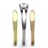 TK1278 - Three Tone IP(IP Gold & IP Rose Gold & High Polished) Stainless Steel Ring with AAA Grade CZ in Clear - Alamode - Flyclothing LLC