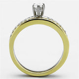 TK1282 - Two-Tone IP Gold (Ion Plating) Stainless Steel Ring with AAA Grade CZ in Clear - Alamode - Flyclothing LLC